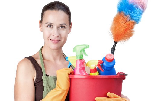 Professional carpet cleaner completing a safe and insured cleaning job