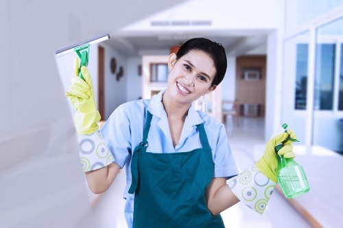 Cleaner handling approved carpet cleaning chemicals safely